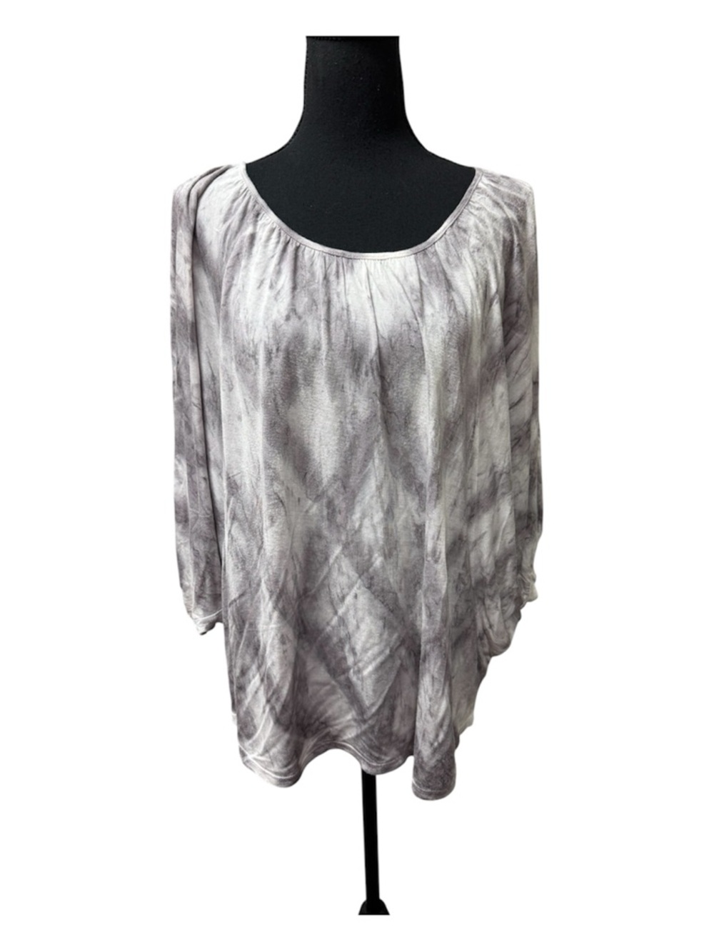 Gianni Bini Gray Tie Dye Top Medium Boho Soft Modal Long Sleeve Flowy Chic - Picture 1 of 10